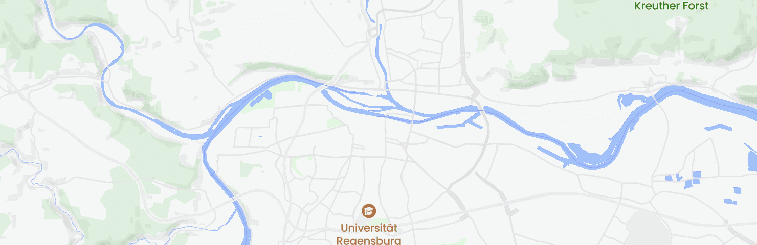 Map of Regensburg with the Innenstadt neighbourhood