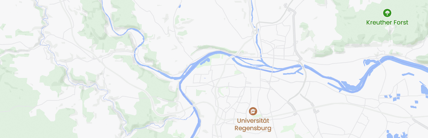 Map of Regensburg with the Westenviertel neighbourhood