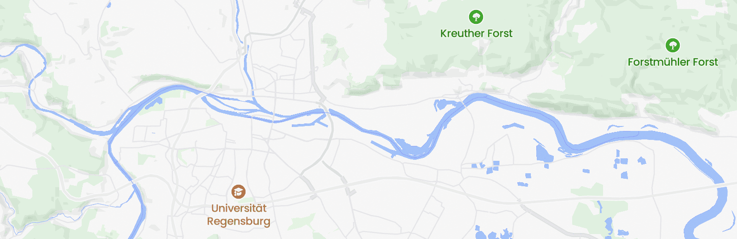 Map of Regensburg with the Schwabelweis neighbourhood