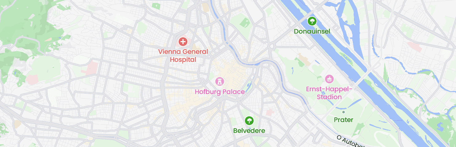 Map of Vienna with the Innere Stadt neighbourhood